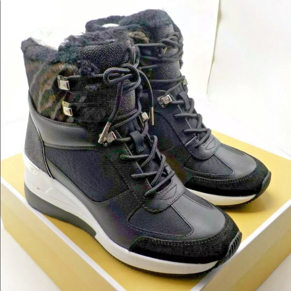 Michael Kors Liv leather bootie wedge